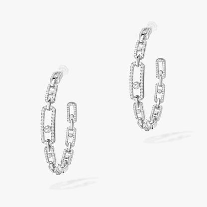 [[Lume Jewelry]Move Link Diamond Hoop Earrings
