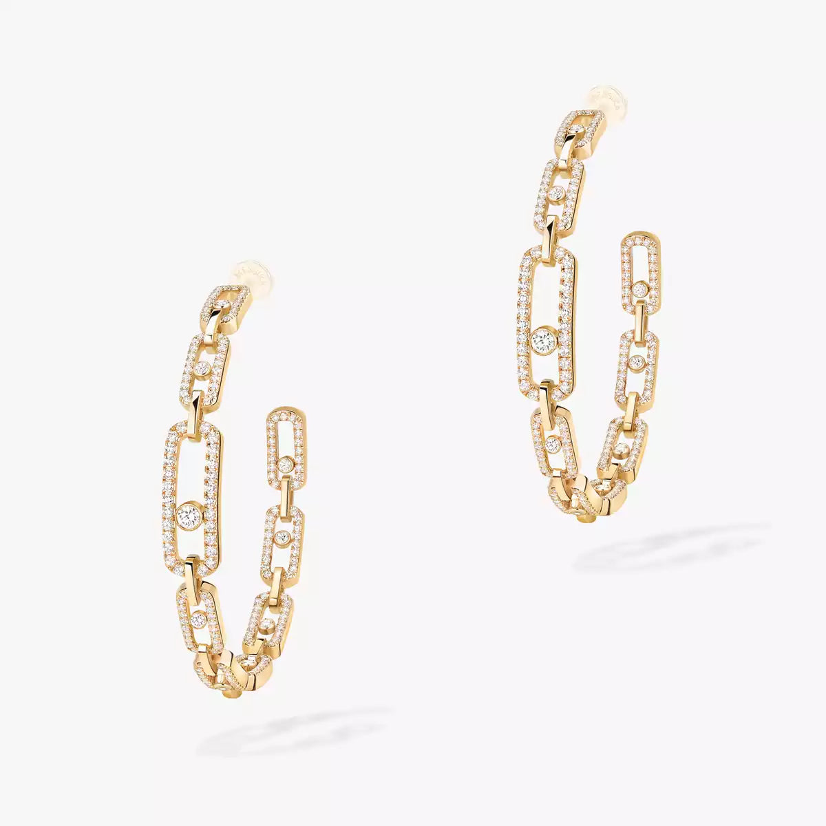 [[Lume Jewelry]Move Link Diamond Hoop Earrings