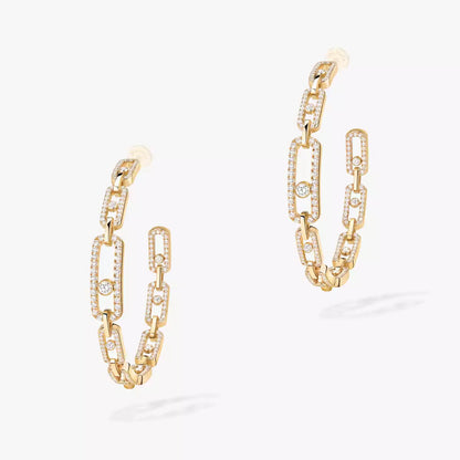 [[Lume Jewelry]Move Link Diamond Hoop Earrings