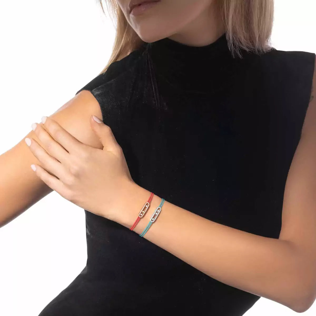 [Lume Jewelry]Messika Care(s) pink cord pavé bracelet