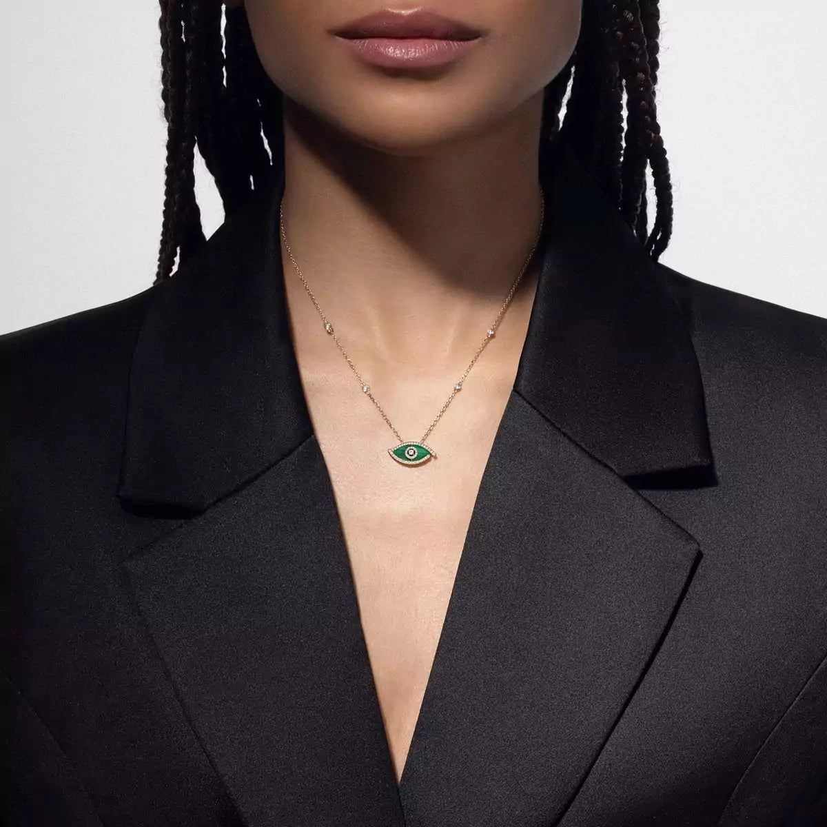 [Lume Jewelry]Lucky Eye Diamond Necklace in Rose Gold and Turquoise