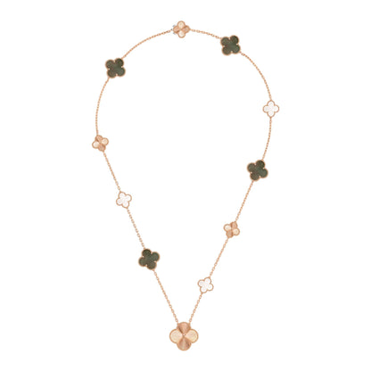 [Lume Jewelry]DETACHABLE CLOVER 15(11+4) FLOWER ROSE GOLD NECKLACE SET