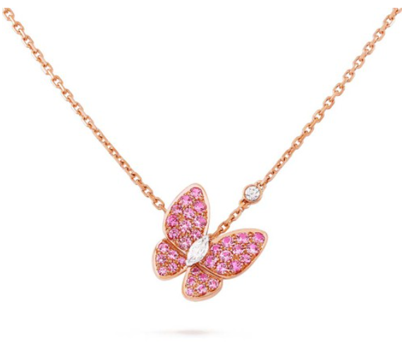Lume Jewelry「バタフライ レッドダイヤモンド ローズゴールドネックレス」