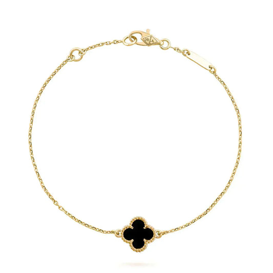¡®Lume Jewelry¡¯CLOVER ONYX SINGLE FLOWER BRACELET